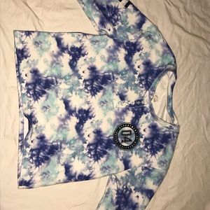 Long sleeve tie dye half buttoned shirt